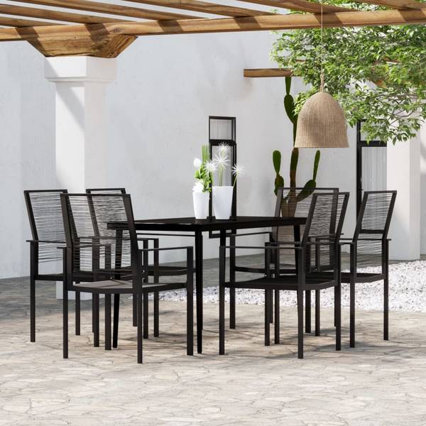 Garten-Essgruppe 3013396-1 (7-teilig) Schwarz - Stahl - 70 x 74 x 140 cm