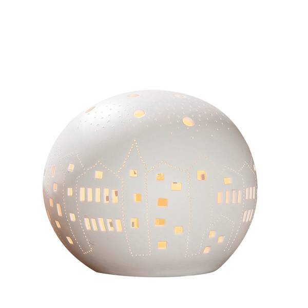 Lampe City Weiß - Porzellan - 18 x 16 x 18 cm