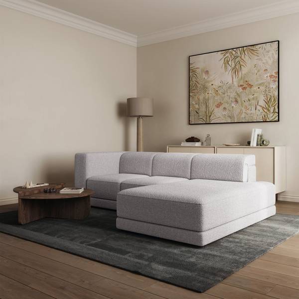 Ecksofa Novals Hellgrau - Bouclé - Polyamid - Webstoff