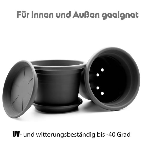 Blumentopf 1770435 4er Set Grau - Kunststoff - 30 x 22 x 30 cm