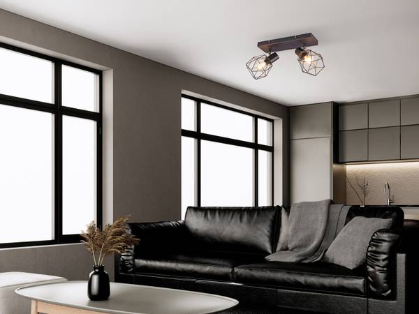 Deckenstrahler Industrial 2-flammig Rost Braun - Dunkelbraun