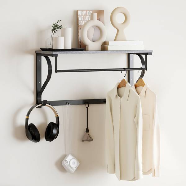 Wandgarderobe 837-607V00GY Grau - Holzwerkstoff - 25 x 36 x 70 cm