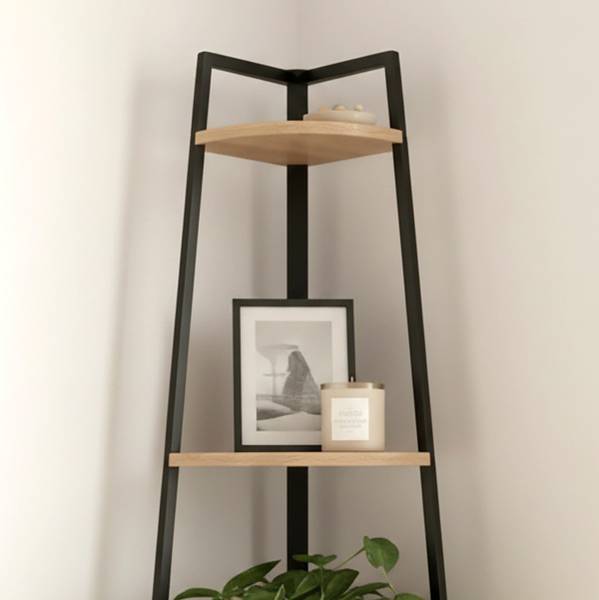 Eckregal LEXIE Schwarz - Holzwerkstoff - 36 x 180 x 36 cm