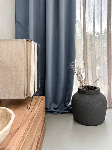 Gardinen Blickdicht mit Kräuselband 1x Blau - Polyester - 140 x 270 x 140 cm