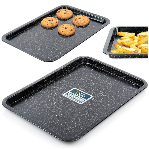 Backblech 2er Set SET601 Schwarz - Metall - 27 x 2 x 38 cm