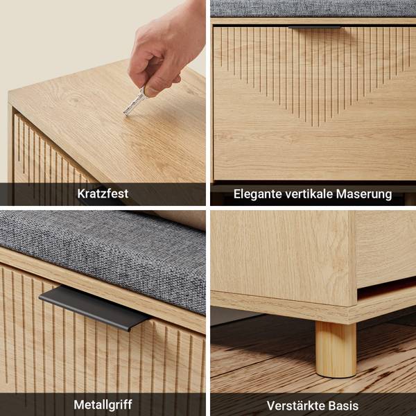 Schuhbank FSR211-N Braun - Holzwerkstoff - Textil - 24 x 50 x 100 cm