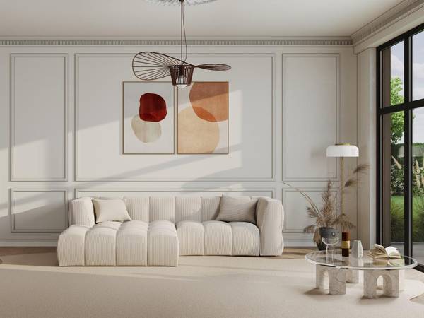 Sofa ohne Schlafmöglichkeit NAEMIA Weiß - Textil - 161 x 70 x 272 cm