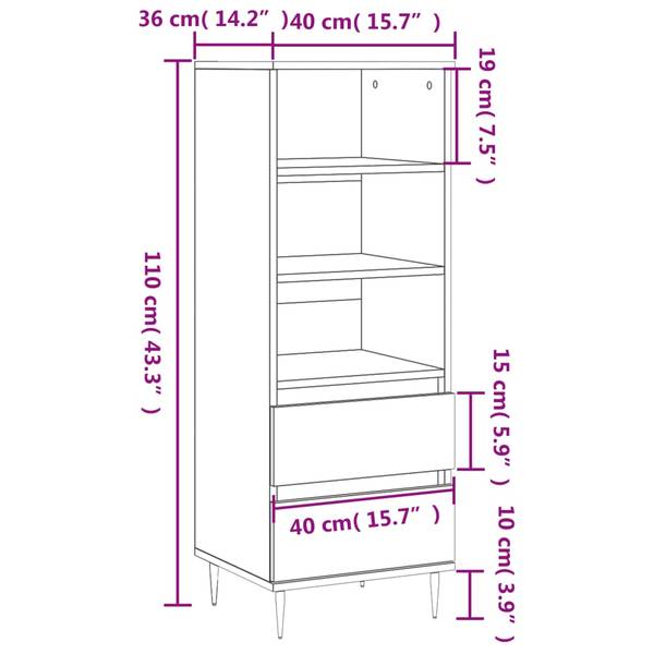 Highboard DE5007 Steingrau