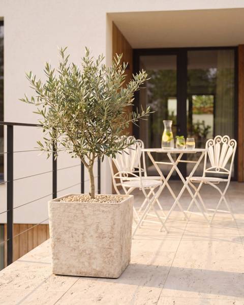 Outdoor Blumentopf THALASSA Beige - Kunststoff - 44 x 44 x 44 cm