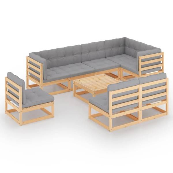 Garten-Lounge-Set 3009798-2 (9-teilig) Braun - Polyester - Kiefer - 70 x 30 x 70 cm
