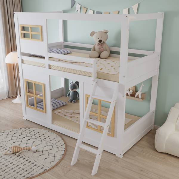 Stockbett K-940 Weiß - Massivholz - 90 x 185 x 200 cm
