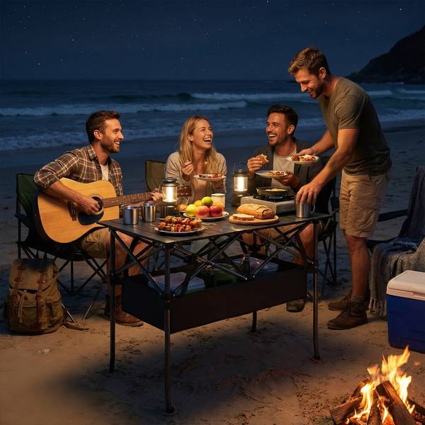 Campingtisch A20-619V00BK Schwarz - Metall - 55 x 68 x 93 cm