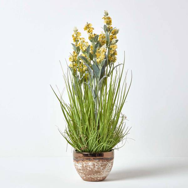 Kunstblumen Lavendel Gelb - Polyester PVC - 25 x 66 x 66 cm