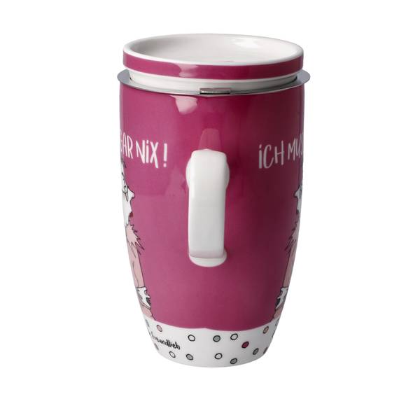 Teetasse Freundlieb - Ich muss gar nix Pink - Porzellan - 8 x 14 x 12 cm