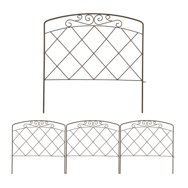 4-tlg. Beetzaun aus Metall Stahl - 63 x 60 x 2 cm