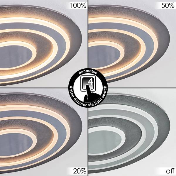 Deckenleuchte Binasco Grau - Weiß - Holzwerkstoff - Metall - 62 x 7 x 62 cm