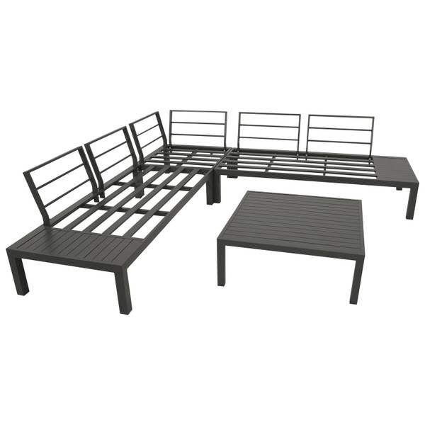 Loungeset ROVIGNO 2-teilig Grau - Webstoff - Aluminium - 234 x 82 x 76 cm