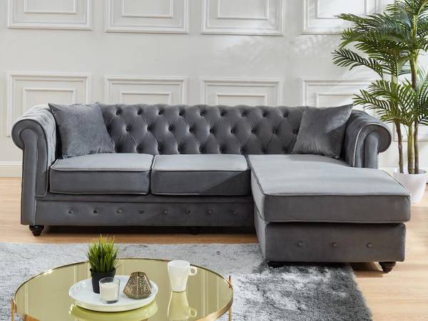 Sofa ohne Schlafmöglichkeit TOLEDO Grau - Textil - 163 x 72 x 228 cm
