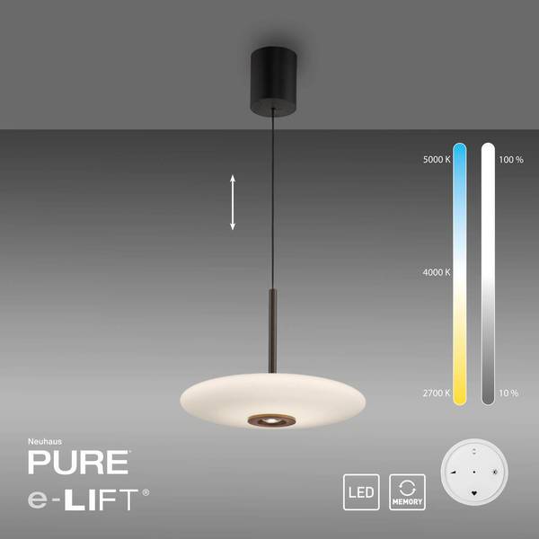 LED Pendellampe PURE Vitrum e-LIFT Dunkelbraun