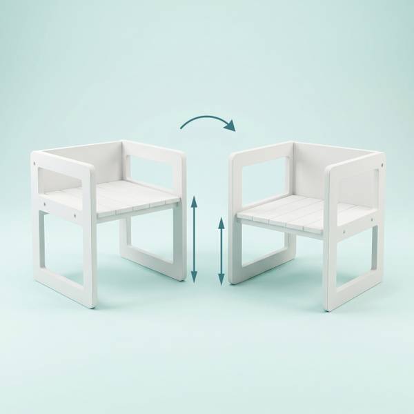3-delige kinderset in wit wit - plaatmateriaal op houtbasis - 57 x 44 x 44 cm
