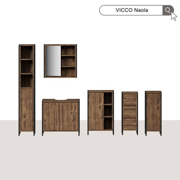 Badmöbel-Set Naola 57740 3er Set Schwarz - Braun - Holzwerkstoff - 70 x 65 x 40 cm