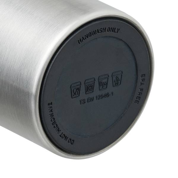 Thermobecher Edelstahl 400ml Schwarz - Silber - Edelstahl - 9 x 19 x 9 cm