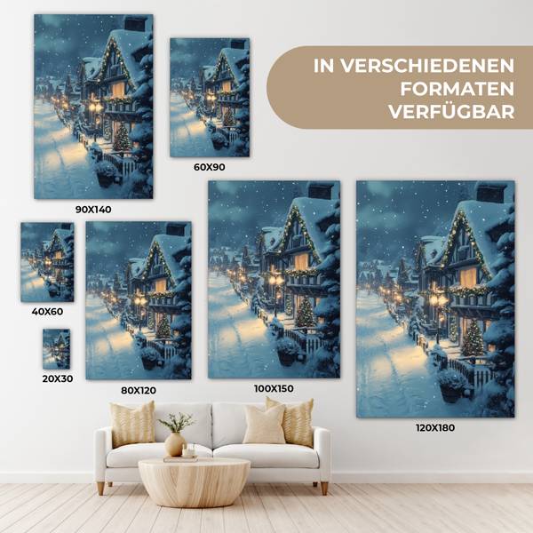 TABLEAU SUR TOILE Village de Noël 60 x 90 cm