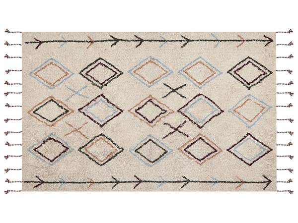 Tapis tressé CORUM Beige - Bleu - Marron - Rouge bourgogne - Vert - 140 x 140 x 200 cm