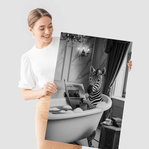 Poster ZEBRA in der Badewanne 20 x 30 x 30 cm