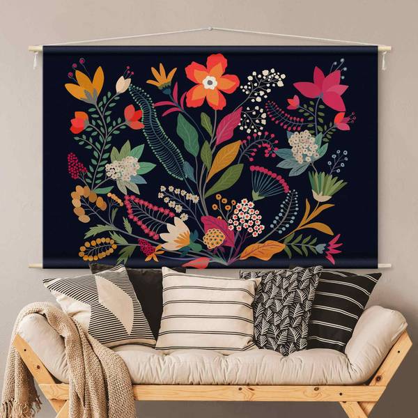 Wandteppich Mexikanische Blumen 90 x 60 cm