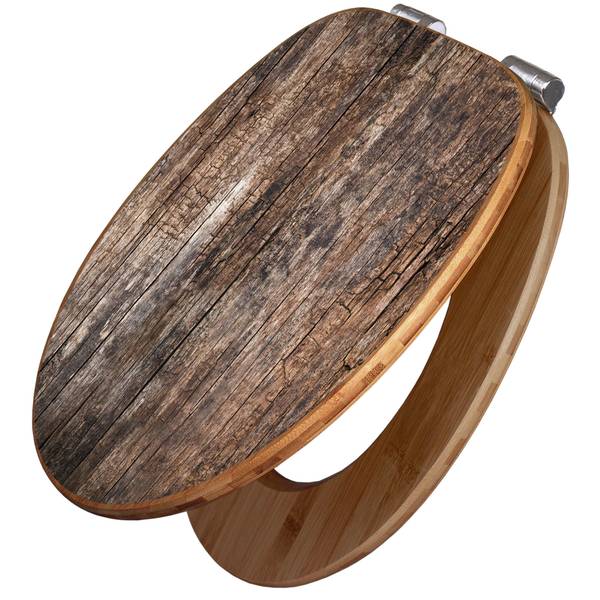WC-Sitz mit Absenkautomatik Altes Holz Braun - Bambus - Holzwerkstoff - 38 x 5 x 49 cm