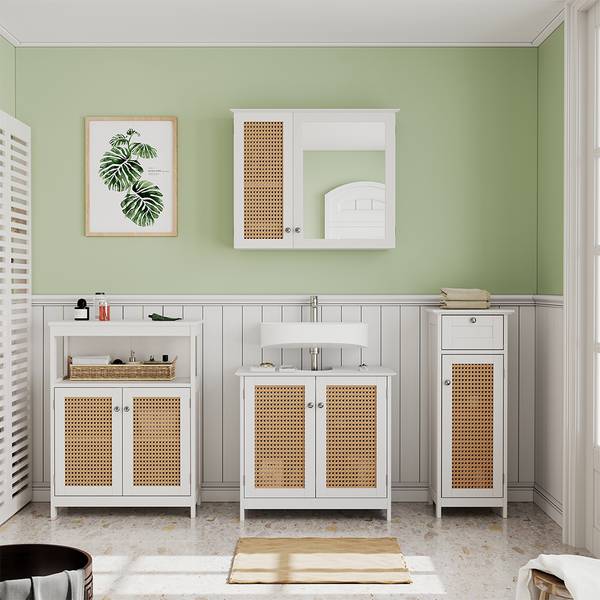 Badmöbel-Set Rosario 40456 4er Set Weiß - Holzwerkstoff - 60 x 58 x 35 cm