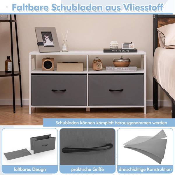 Kommode VL32302IT Grau - Holzwerkstoff - 30 x 53 x 100 cm