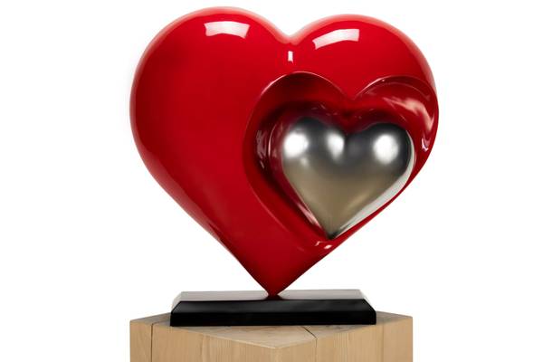 Skulptur Liebe Jec Rot - Silber - Kunststein - Kunststoff - 47 x 44 x 20 cm