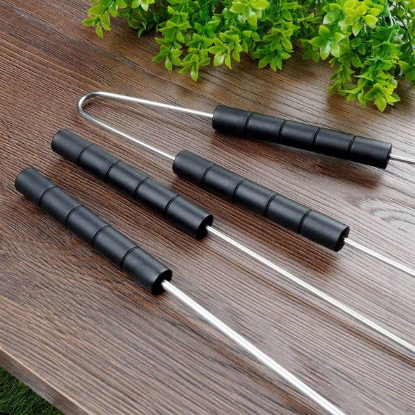 Grillbesteck Set 3-tlg. 489176 Silber - Metall - 3 x 3 x 38 cm