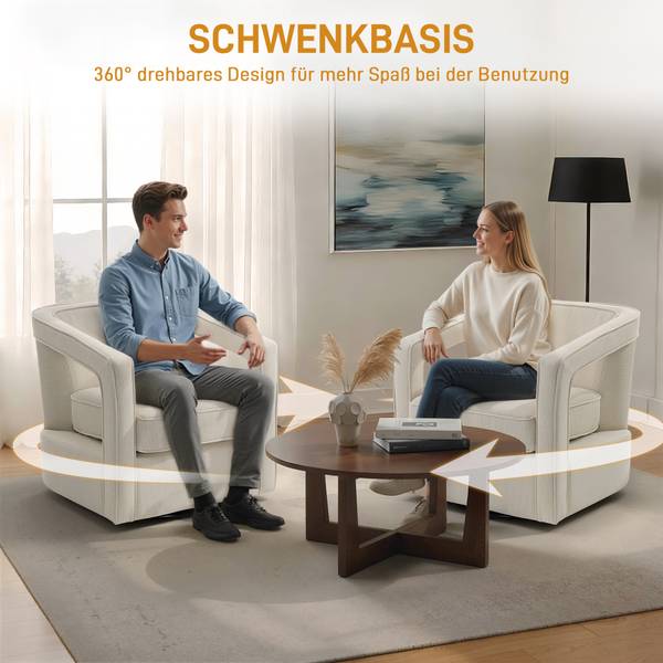 Polstersessel 83B-613V00BG Beige - Leinen - Polyester - 75 x 72 x 77 cm