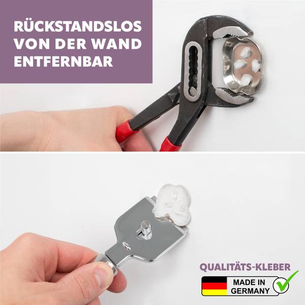 Badhaken PIAZZA 2er-Set inkl. Klebe Set Silber - Metall - 6 x 5 x 6 cm