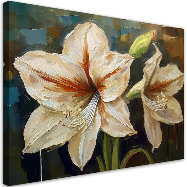 Tableau déco fleur peinte 90 x 60 cm