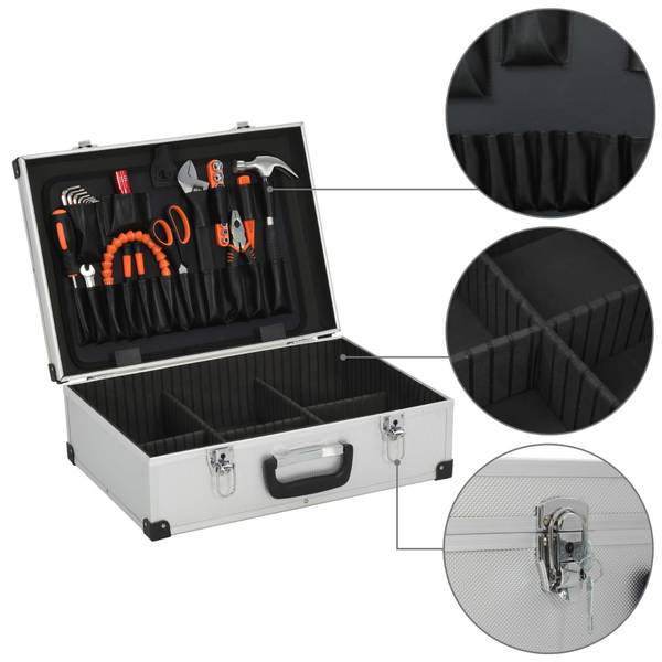 Mallette à outils 91846 Argenté - Aluminium - ABS - 33 x 16 x 46 cm