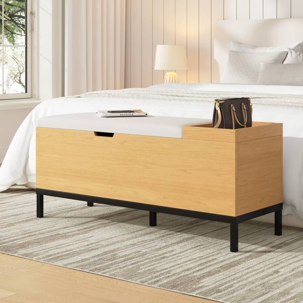 Schoenenbank NaturWoody bruin - plaatmateriaal op houtbasis - 40 x 50 x 115 cm
