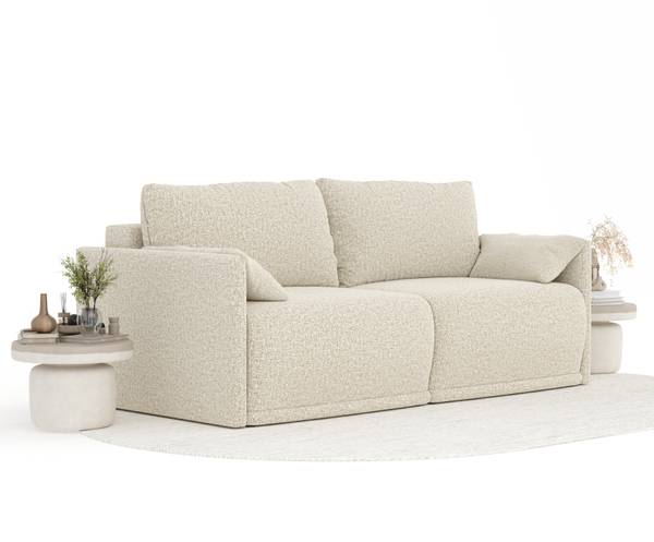 Schlafsofa mit Ecksofa Funktion Nappa Beige