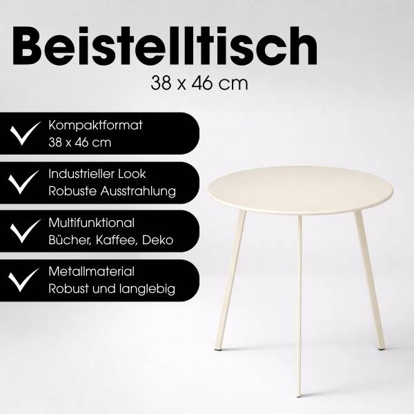 Beistelltisch Seatle Weiß - Eisen - 38 x 46 x 38 cm