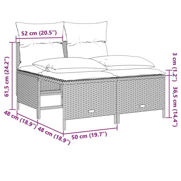 Salon de jardin 3036185-2 (lot de 5) Gris