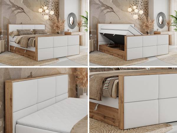 Boxspringbett ALBERO 2 KING DUO Weiß - Breite: 168 cm - H3