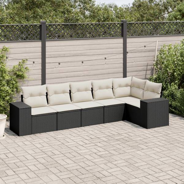 Loungeset 3035577-1 set van 6 zwart - crèmekleurig