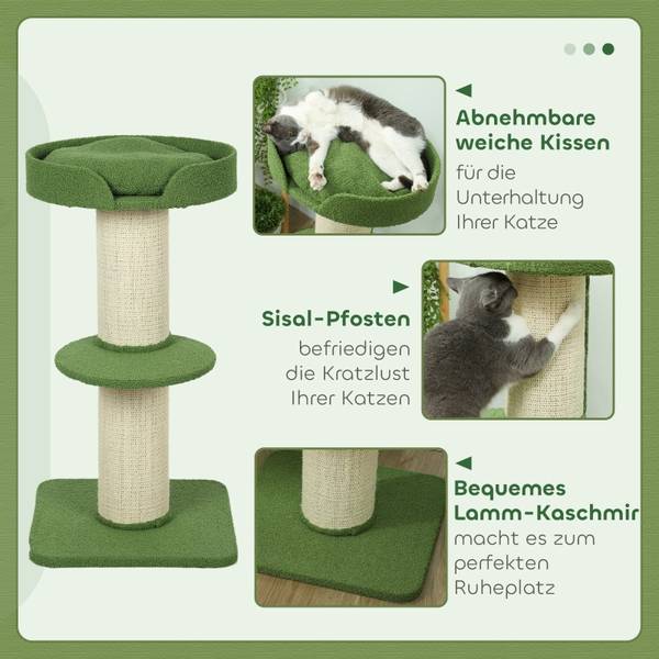 Katzenkratzbaum CP176 Grün - Textil - 45 x 91 x 45 cm