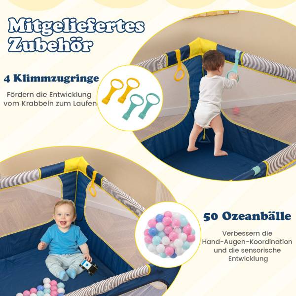 Faltbarer Baby Laufstall UY10119BL Blau - Metall - 127 x 72 x 127 cm