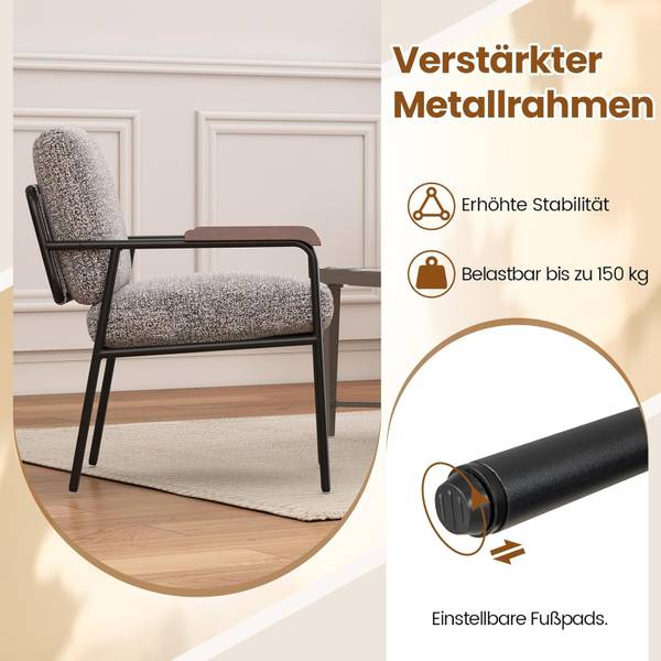 Polstersessel VH34906SDDE Grau - Metall - 71 x 86 x 61 cm