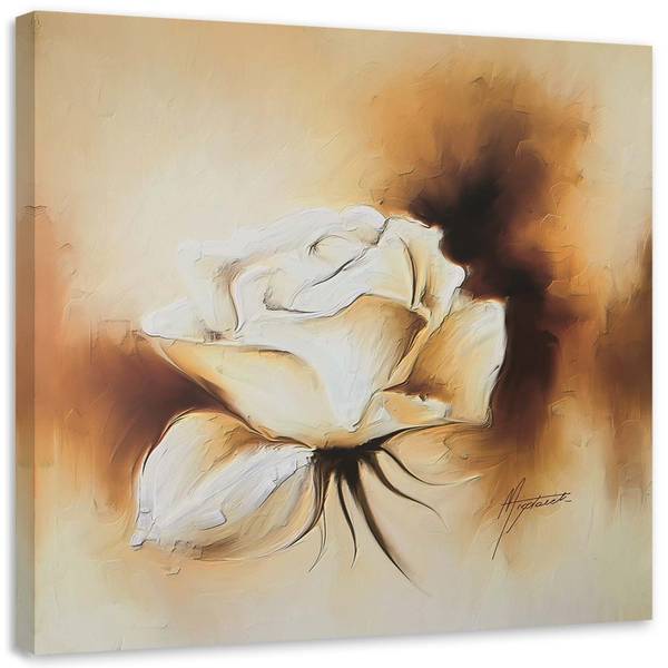 Tableau déco rose peinte à la main 40 x 40 cm