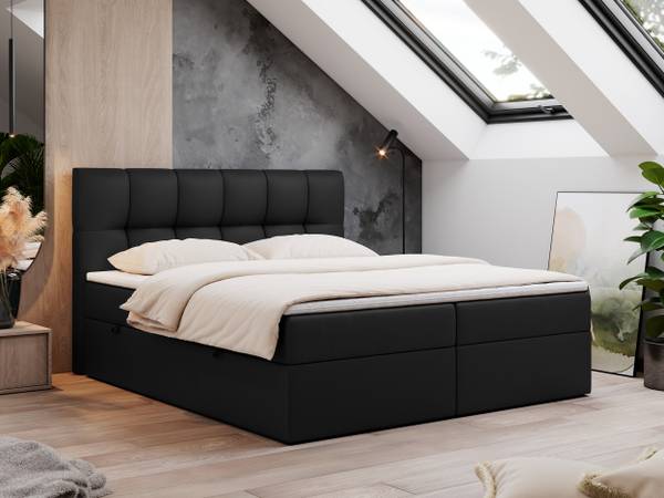 Boxspringbett RICO Schwarz - Breite: 200 cm - H3